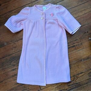 Girls Vintage Long Pink Ribbed Robe Size 2T
